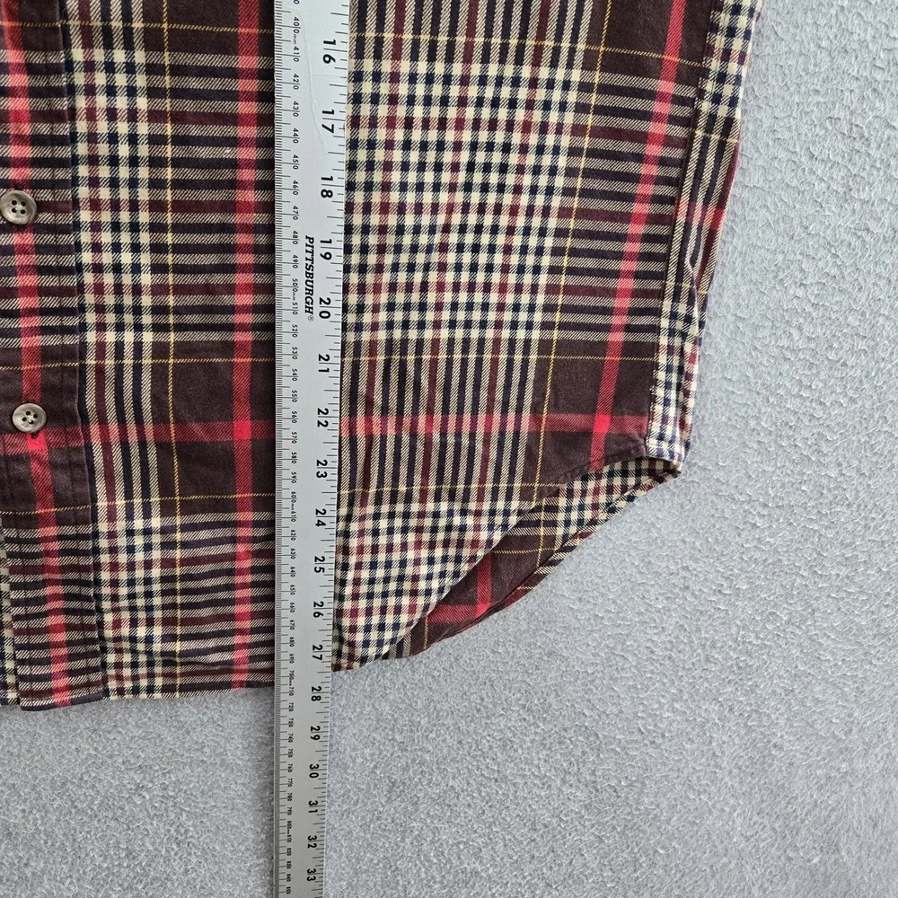 Ralph Lauren Boy Button Up Shirt 12 Brown Embroidered Plaid Pony Western Flannel